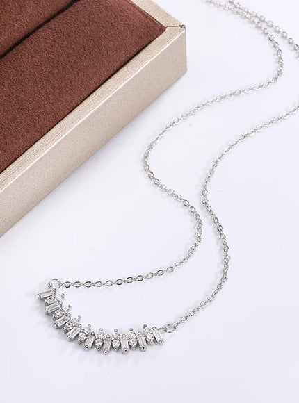 KissIcon 925 Silver Zircon Smile Necklace - Elegant Gift