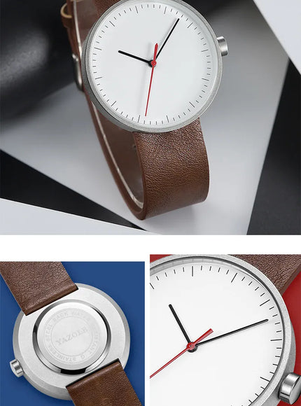 KissIcon UTHAI Couple Leather Strap Quartz Wristwatch Trendy