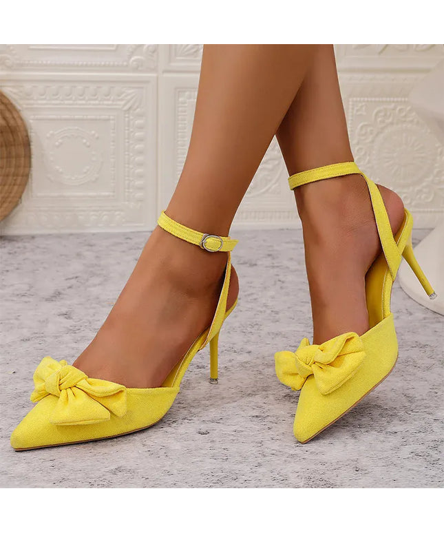 Bowtie Decor High Heel Sandals Women Fashion Yellow
