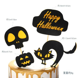 2025 Halloween Cake Decorations Pumpkin Ghost Black Castle Haunted Houses Cake Toppers for Happy Halloween Party Supplies