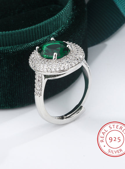 High Quality 925 Silver Plated Zircon Rings for Women Fashion Green Zircon Jewelry Party Ring Exquisite Wedding Bridal Jewelry