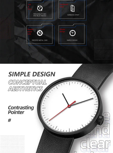 KissIcon UTHAI Couple Leather Strap Quartz Wristwatch Trendy