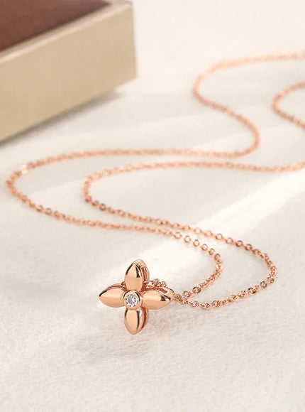 KissIcon Rose Gold Clover Necklace - Elegant Party Jewelry