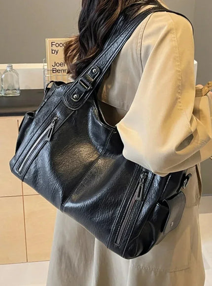 Soft Interior Compartment Shoulder Bags 2025 High Quality Contrasting Colors Bags for Women Fashion Zipper Pu Women's Handbags