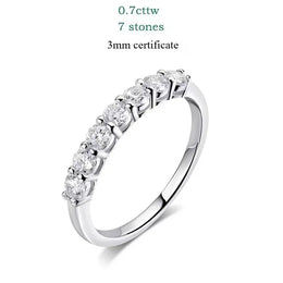 Smyoue 0.7CT 3mm Gemstone Moissanite Rings for Women S925 Silver Matching Wedding Diamonds Band Stackable Ring White Gold Gift