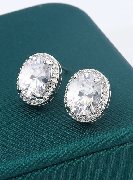 KissIcon Classic Shiny Zircon Earrings For Women - Dazzle