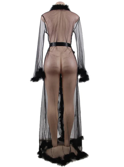 Plus size romantic pajamas with plush rolled edges Luxury  sexy nightgown night wear Sleepwear for Ladies