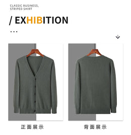 2025 Autumn Winter New Cardigan Men's V-Neck Top 100% Mink Cashmere Knitted Sweater Casual Loose Large Long Sleeved Shirt Jacket