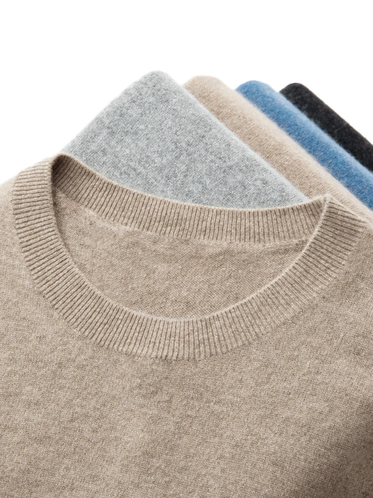 100% Merino Wool Sweater Man O-neck Basic Wool Pullover Autumn Winter Long Sleeve Soft Warm Jumper Smart Casual Knit Popular Top