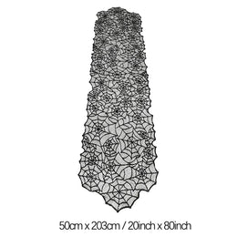 Halloween Table Runner Tablecloth Spider Web Halloween Black Fireplace Mantel Cover for Home Party Halloween Decoration