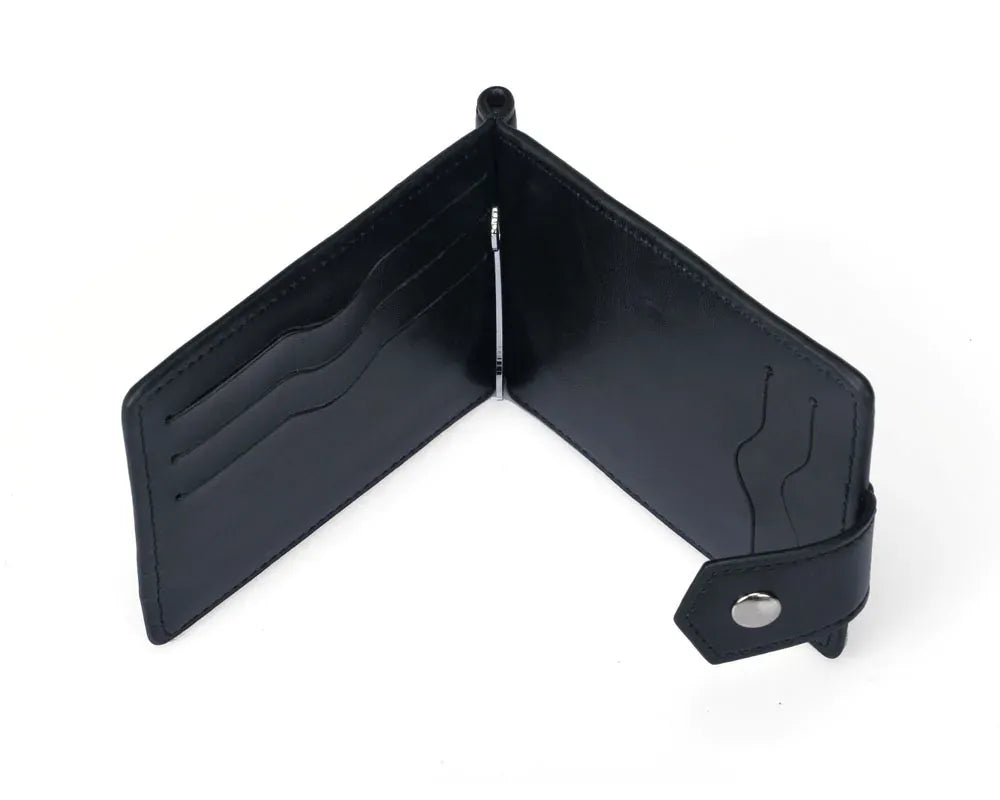 New Small Men's Leather Wallet With Coin Pocket Money Clip 5 Credit Card Slots A Metal Clamp ID Cash Holder Purse For Male