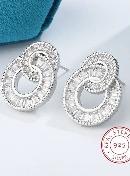 KissIcon Classic 925 Silver Hoop Earrings Zircon Sparkle