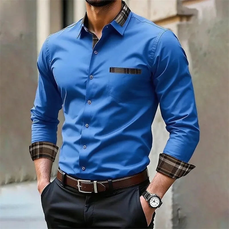 Men's iron-free long-sleeved lapel shirt, casual and comfortable long-sleeved shirt, spring and autumn inner shirt, plus size