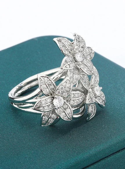 KissIcon Pear Zircon Ring 925 Stamp Sparkling Gift For Women