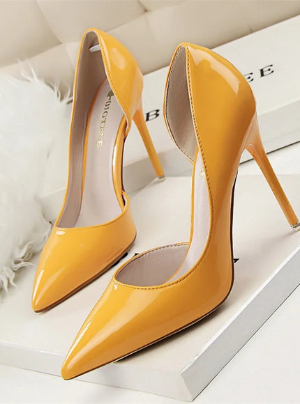 Candy Color Patent Leather Shallow Mouth Pointed Toe