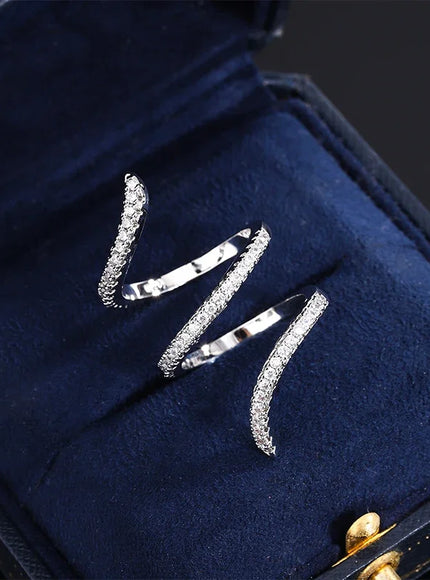 KissIcon 925 Silver Geometric Zircon Ring - Line Design