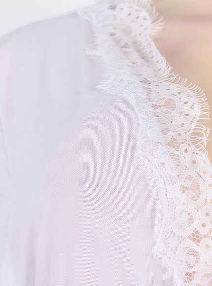 High Quality Women's Sheer Mesh Robe Set Transparent V Neck Sleepwear Nightgown Plus Size Sexy Babydoll Lingerie with Panties