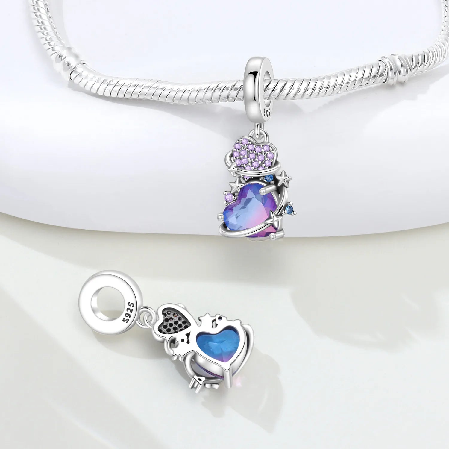 Original Charms Beads 925 Sterling Silver Zircon LOVE Winged Protect Heart Pendant For DIY Necklace Bracelet Fine Jewellery Gift