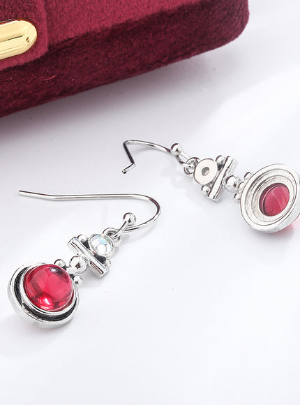 Vintage 925 Silver Earrings for Women Anniversary Gift with Red Zircon Jewelry Premium Earring drop earrings fashion jewelry