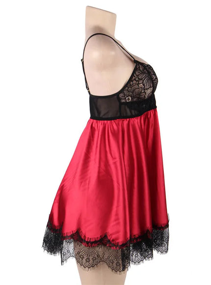 Plus Size Big Size  Colorful Woman Sexy Lingerie Babydoll Chemise with Eye Shiled Paste from M-5XL