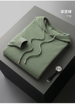 MVLYFLRT Men's One-Piece Ready-to-Wear Hoodie 100% Merino Wool Knitted Sweater Shirt Autumn Winter Casual Large Top Long Sleeved