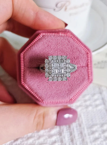 Kissicon Gorgeous Square Shape Ring – Iced Zircon