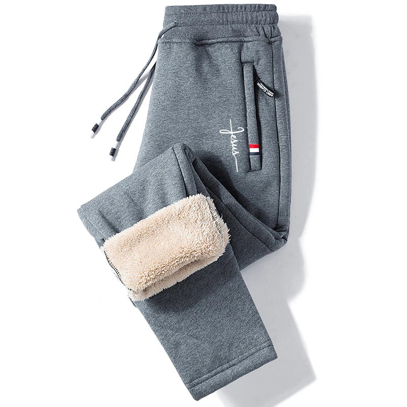 Winter Warm Pants Men's Thick Thermal Trousers Men Fitness Jogging Drawstring Pants Male Sweatpants M-5Xl