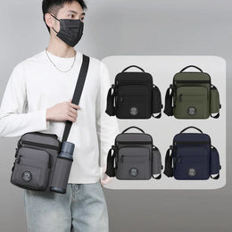 Mens Nylon Crossbody Bag Wear Resistant Multi Compartments Adjustable Strap For Hiking Cycling Work Errands Outdoor Daily Carry