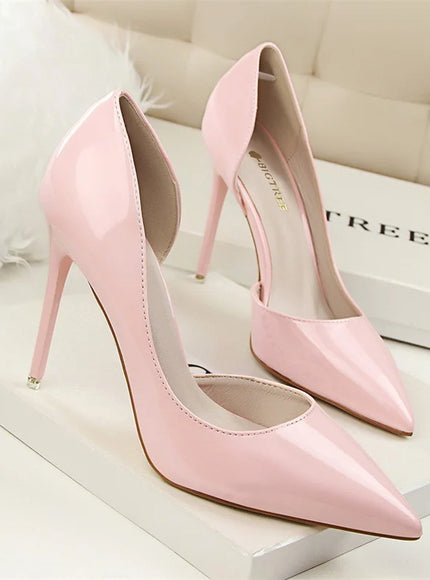 Candy Color Patent Leather Shallow Mouth Pointed Toe