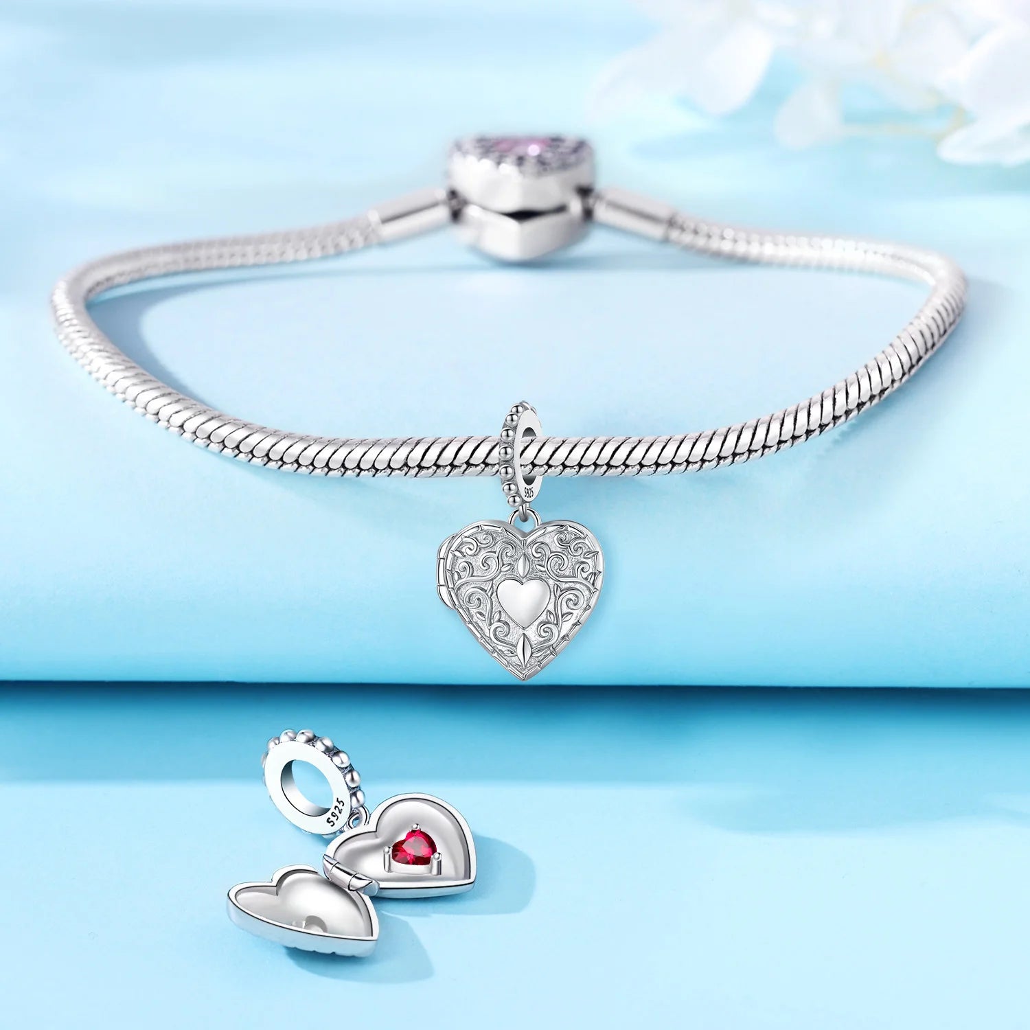 Original Charms Beads 925 Sterling Silver Zircon LOVE Winged Protect Heart Pendant For DIY Necklace Bracelet Fine Jewellery Gift