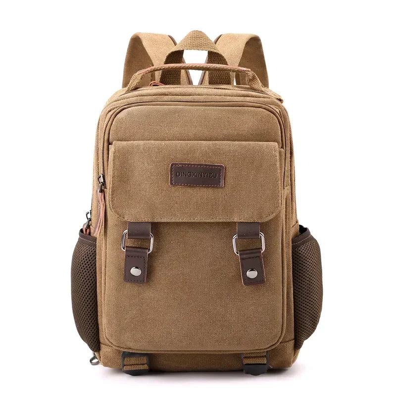 Small Mens Backpack Canvas Casual Backpacks for Men 2025 Mini Male School Bag Rucksack Man Multi-function Crossbody Bag Travel