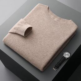 100% Merino Wool Sweater Man O-neck Basic Wool Pullover Autumn Winter Long Sleeve Soft Warm Jumper Smart Casual Knit Popular Top