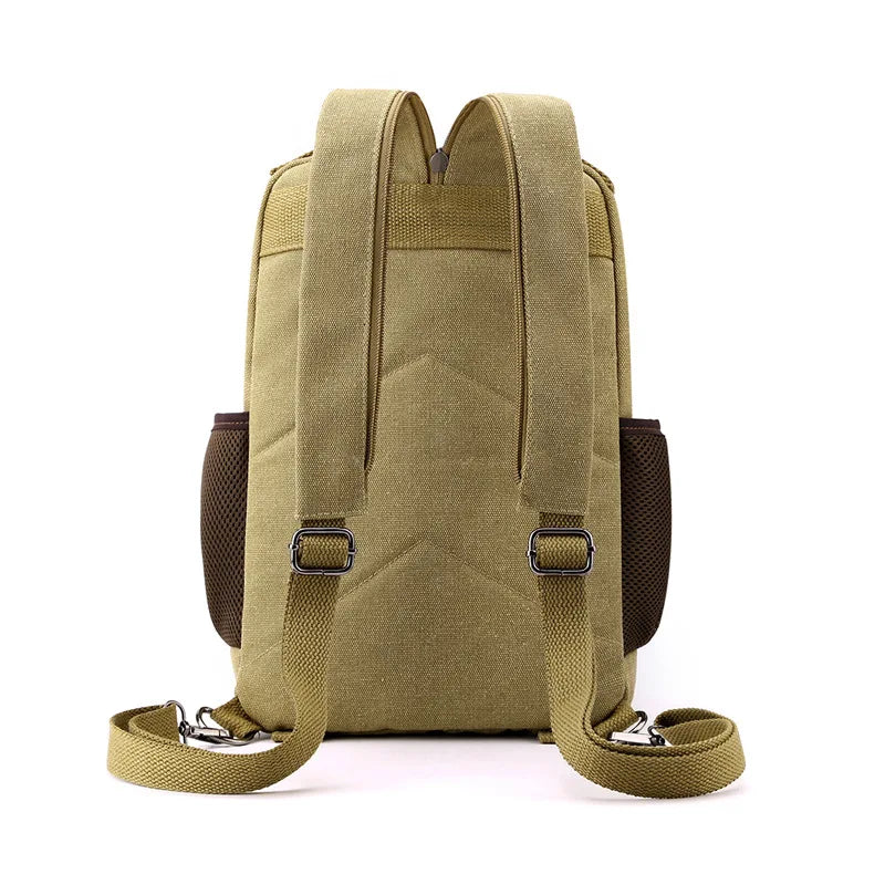 Small Mens Backpack Canvas Casual Backpacks for Men 2025 Mini Male School Bag Rucksack Man Multi-function Crossbody Bag Travel