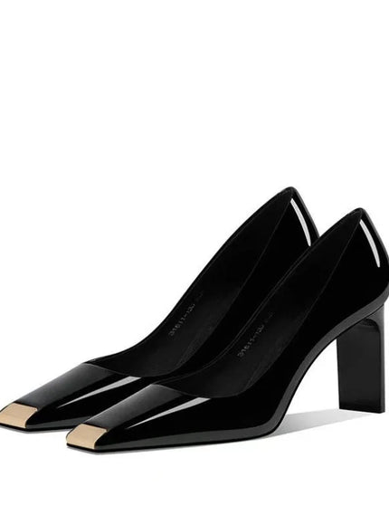 Women Heel Solid Leather Popular Ladies Working Pumps
