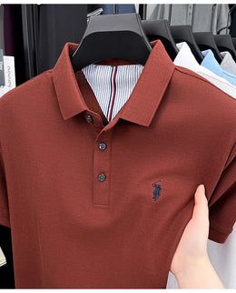 100% pure cotton short sleeved men's polo shirt summer fashion high-end brand pony embroidery golf top casual business T-shirt