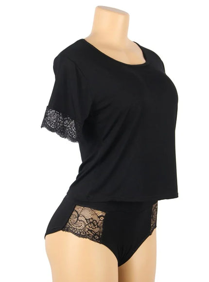 Plus Size Soft Modal Material sexy women lingerie sets pajama sets T-shirt and Panties Set for woman young ladiesfrom M-5XL