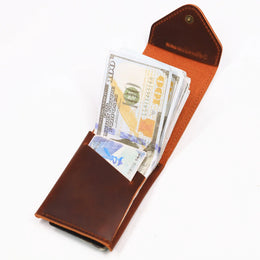 Genuine Leather Wallet For Men Male Real Cowhide Short Slim Minimalist Men's Cash Wallet Credit Card Holder With Flap Closure