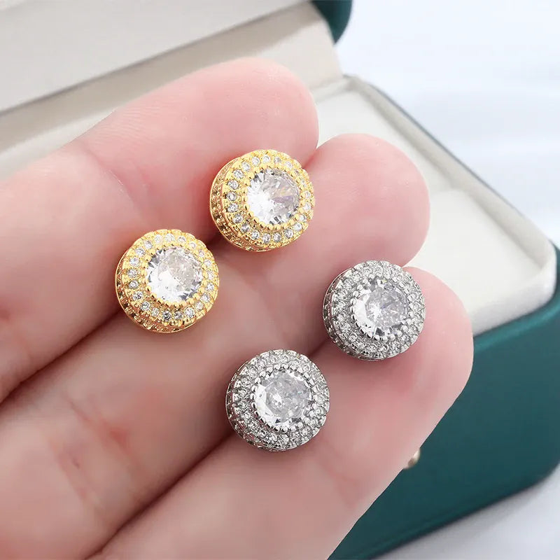 Dropshipman KissIcon European American Hip Hop Zircon Earrings - Shine