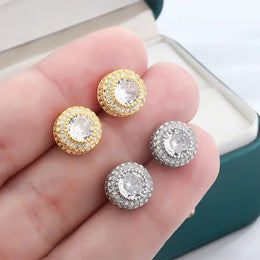 Dropshipman KissIcon European American Hip Hop Zircon Earrings - Shine