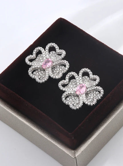 KissIcon 925 Silver Zircon Flower Earrings Gift Women