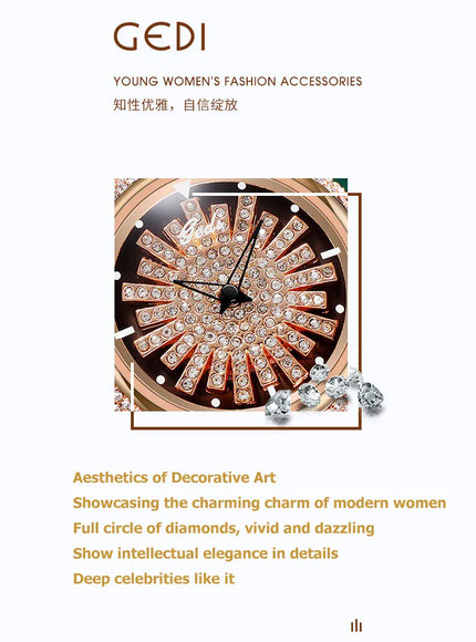 KissIcon UTHAI Women Watch Leather Diamond Waterproof -