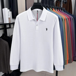 100% cotton spring and autumn new men's long sleeved casual comfortable fashion brand polo shirt exquisite pony embroidery top