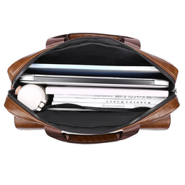 Mens Business Briefcase Large Capacity PU Leather Laptop Bag Fashion Crossbody Shoulder Tote Bag for Work Office