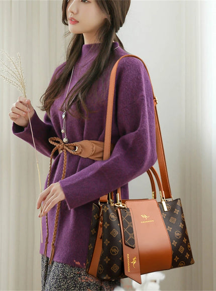 Luxury Handbag Fashion Print Large Capacity Soft Leather Women Shoulder Crossbody Bag Leisure Designer Ladies Purses and Handbag