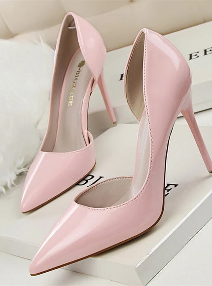 Candy Color Patent Leather Shallow Mouth Pointed Toe