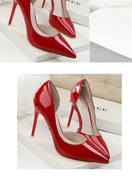 Candy Color Patent Leather Shallow Mouth Pointed Toe