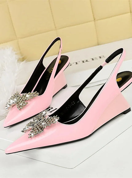 New Wedges Patent Leather Shallow Pointed Toe High