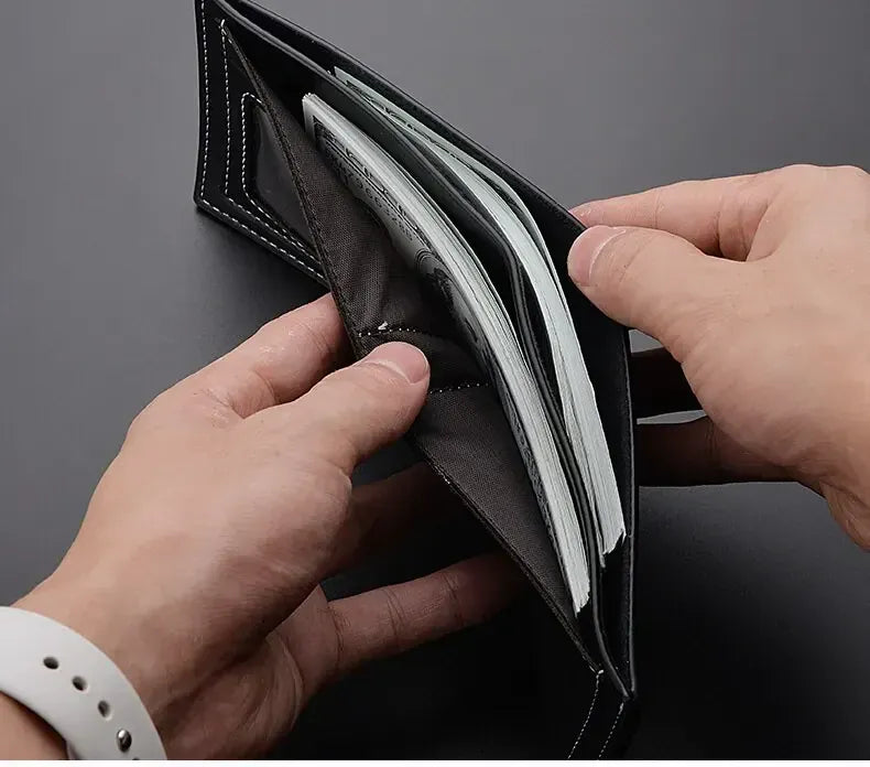 Ultra Thin Mens Wallet Leather Bifold Compact Cash Holder for Men with Coin Pocket