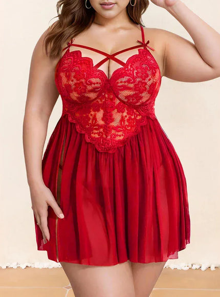 1xl-5xl Curve Women's Lace Spliced Strappy Sleepdress