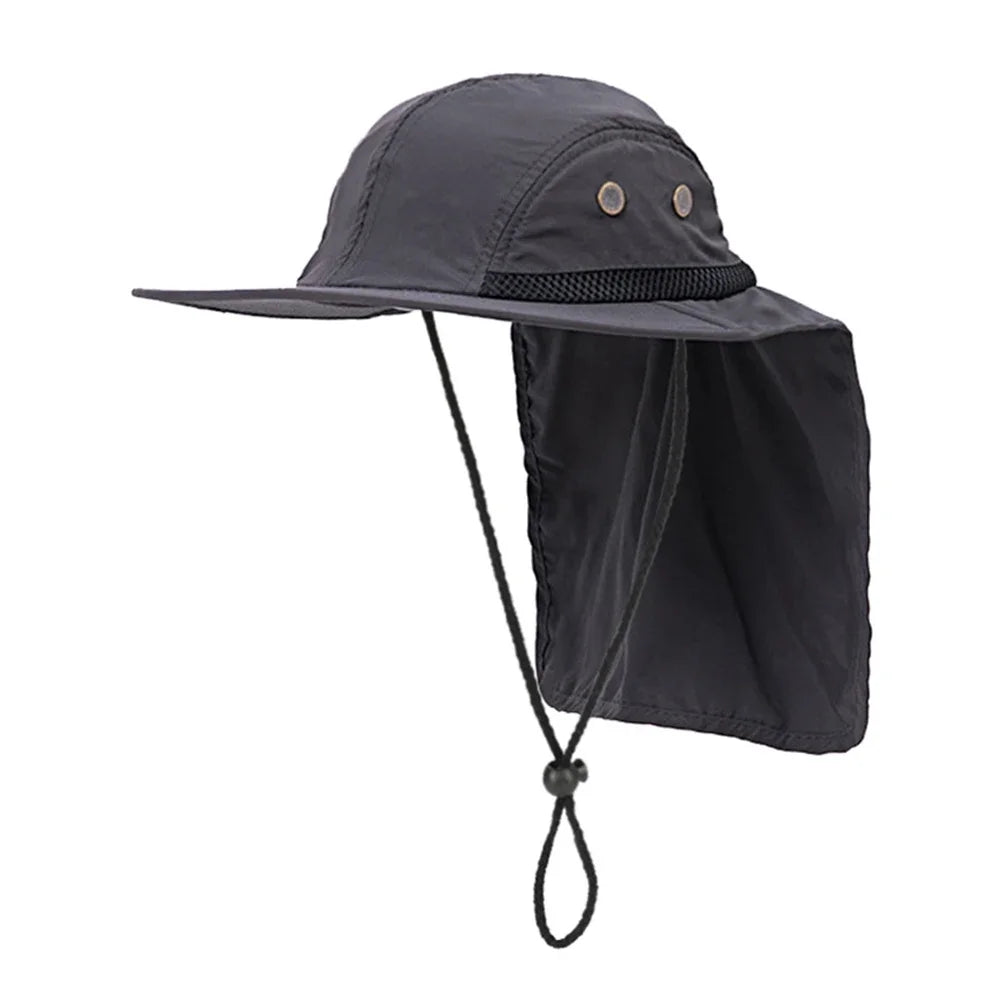 Unisex Sun Hiking Bucket Hat Wide Brim Safari Hats UV Sun Protection Cap with Neck Flap Fishing Adventuring Gardening Beach Caps